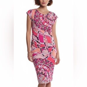 Emilio Pucci Vibrant Pink Print Midi Dress